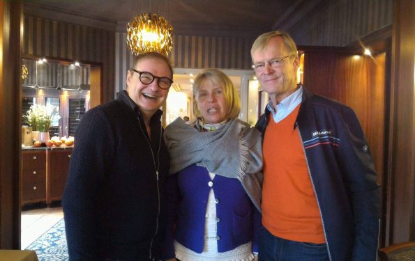 Ari et Rita Vatanen, pilote rallye et Pascal Droux, directeur hôtel Les Trésoms Annecy